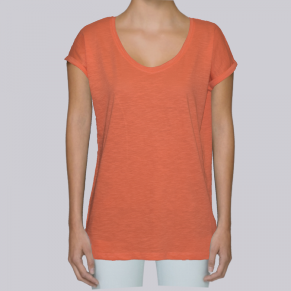 camiseta-ecologica-mujer-naranja-lisa
