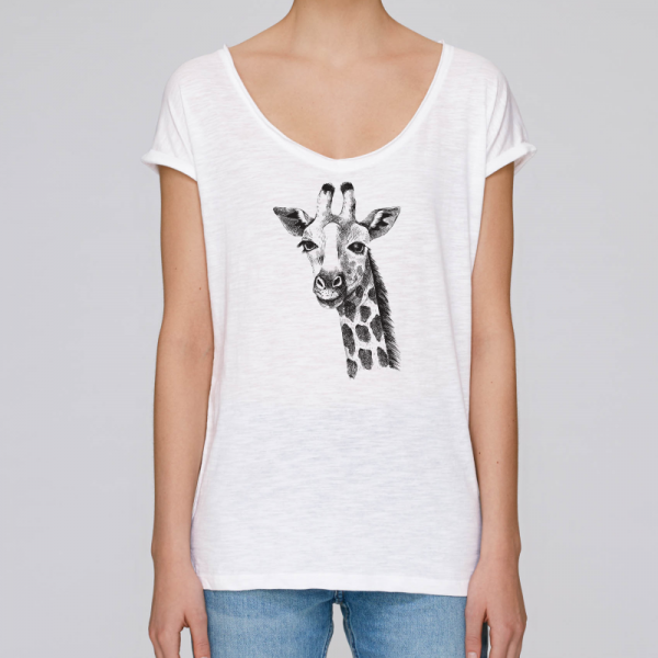 camiseta-ecologica-mujer-blanca-jirafa
